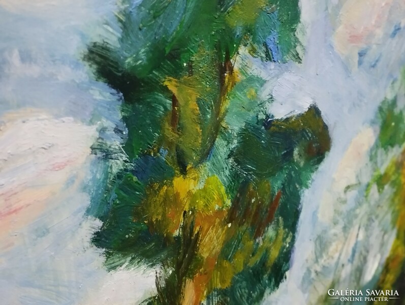 Monos József - Bánki tó környéke olaj, farost 50 x 70 cm