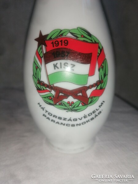 Hollóházi porcelán váza 1919-1957 KISZ Hátországvédelmi Parancsnokság