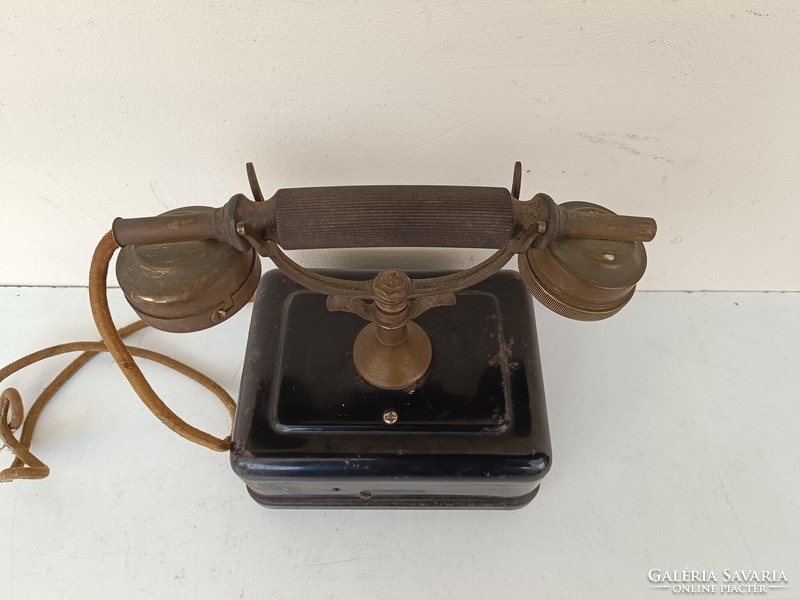 Antique phone desk black metal crank device 546 8537