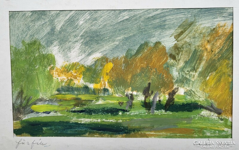 Ilona Aczél (1929 - 2000) willow trees. Tempera painting with original guarantee!!