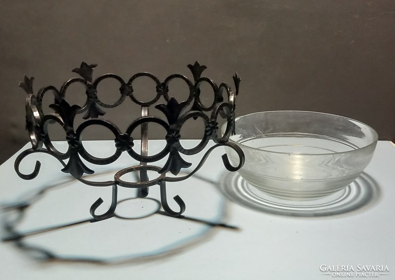 Wrought iron glass bowl table center negotiable art deco design