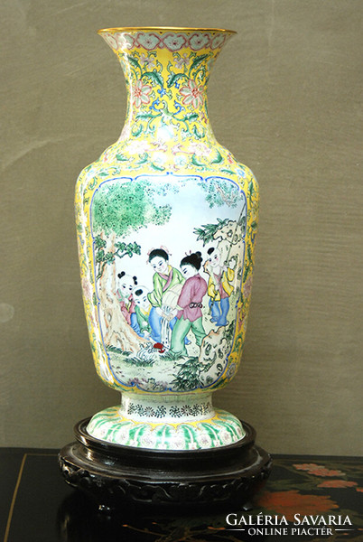 Antique Chinese vases with ebony holders