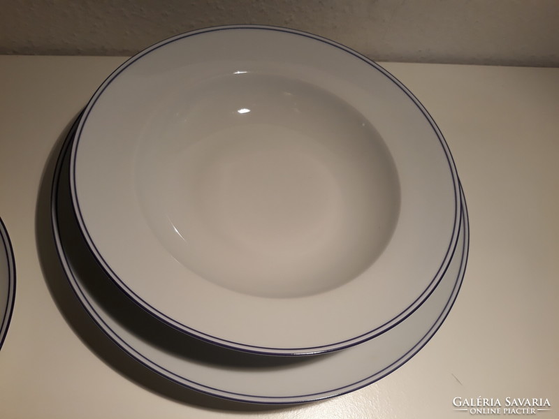 Alföld porcelain blue striped tableware, plate set, 18 pieces