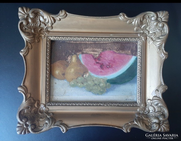 Old picture frame and painting