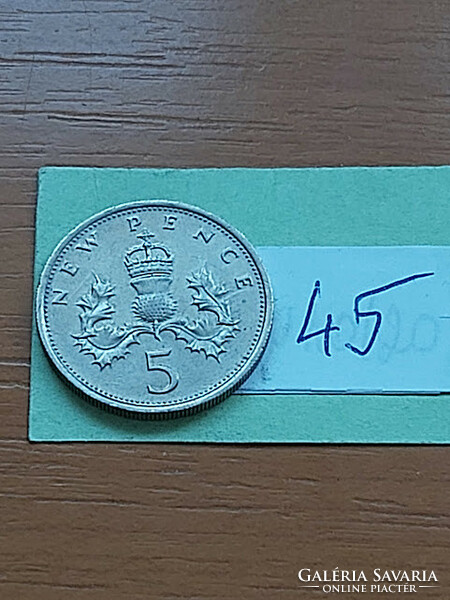 English England 5 pence 1975 copper-nickel, ii. Queen Elizabeth 45