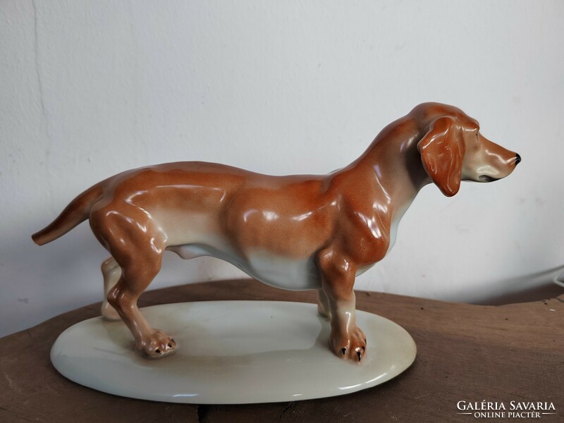Herendi porcelán Álló Tacskó kutya figura szobor Vastagh György