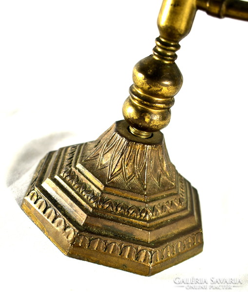 Patinated bronze menorah ... Judaica candle holder