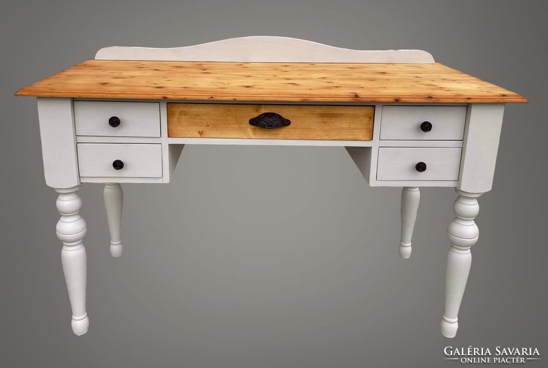 Rustic desk with superstructure, the superstructure must be hung on the wall, with cast iron handles