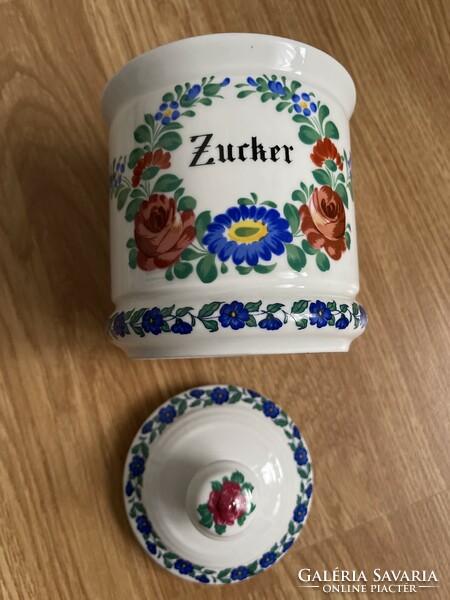 Antik  Német kézzel festett porcelán fűszertartó, cukortartó.