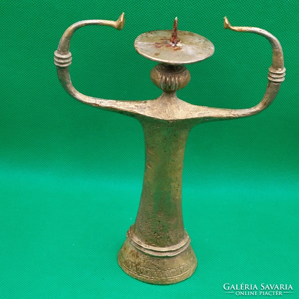 Brutalist copper alloy industrial candle holder