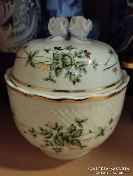 Hollóháza porcelain Erika patterned vase, candle holder, bonbonnier