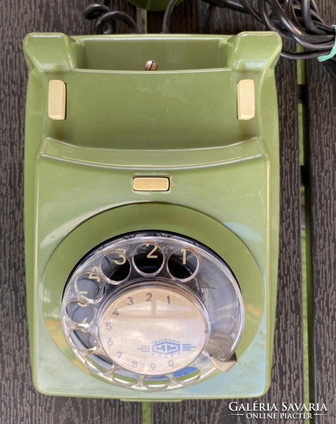 CB76MM zöld asztali tárcsás telefon, hosszabbítóval