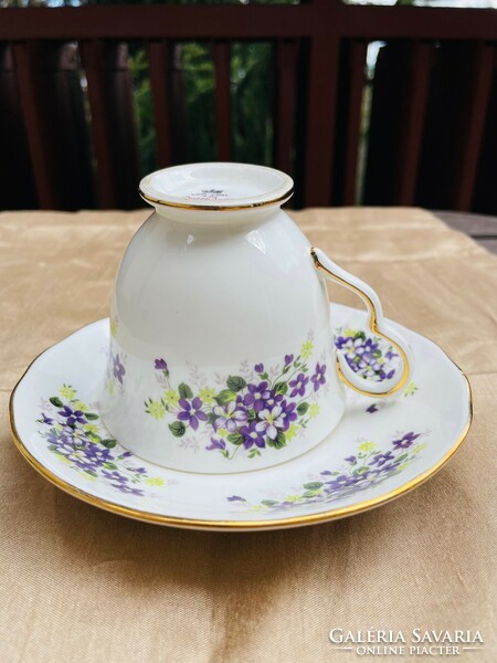 Vintage viola pattern Bone China Queen Anne English tea cup with saucer