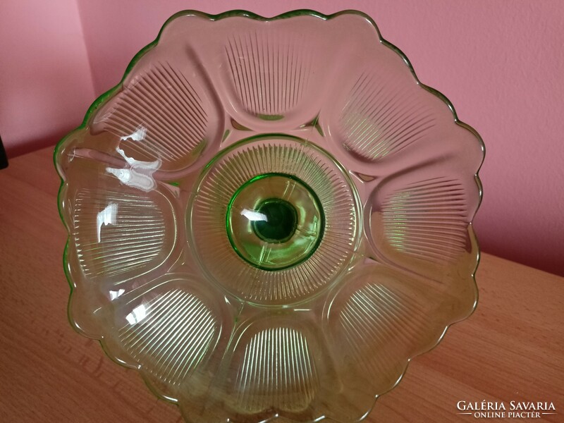 Old base, green glass cake plate, fruit bowl HUF 9,000