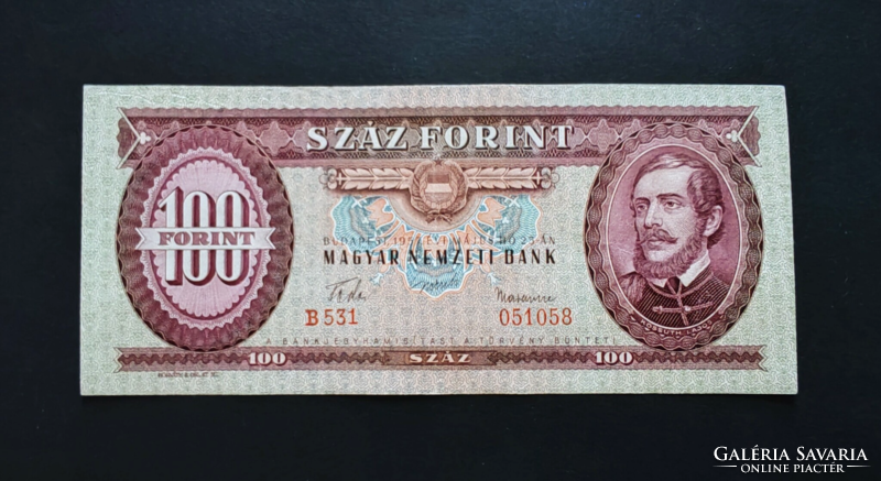 100 Forint 1957, VF+, alacsonyabb sorszám!
