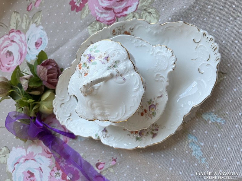 Beautiful small sauce or mustard tray and tray from the Art Nouveau period