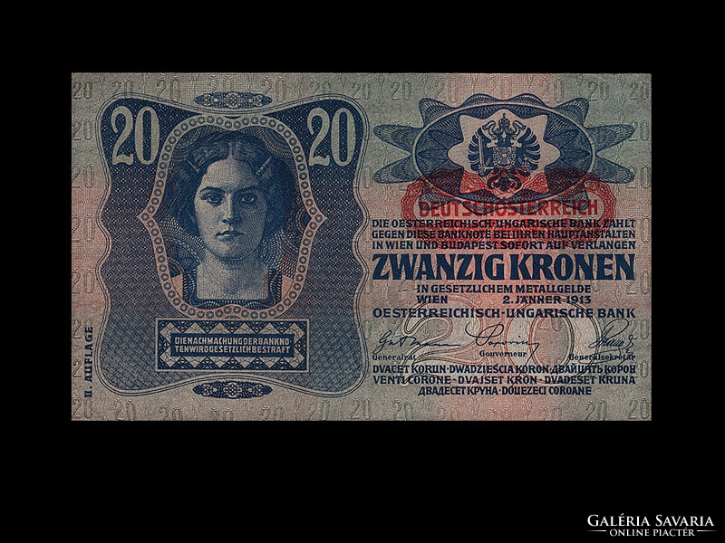 UNC-BEN 20 KORONA! - 1913 II. KIADÁS - BÉLYEGZŐVEL