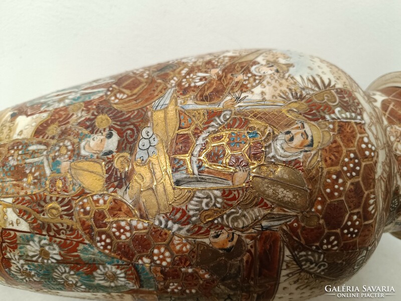 Antik japán satsuma porcelán asztali bronzírozott réz szerelékes lámpa test váza 842 8484