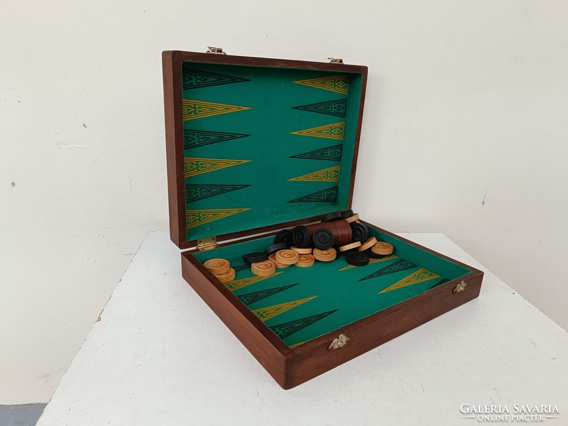 Antik backgammon társas játék ostábla arab játék dobozában 555 8585