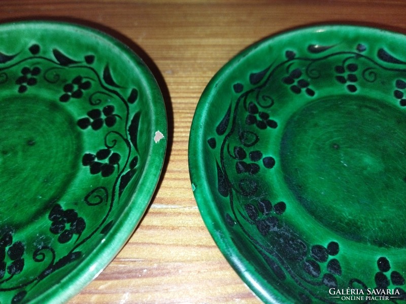 Folk green ceramic saucer