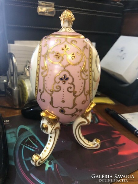 Antique porcelain egg, jewelry holder, height 16 cm.