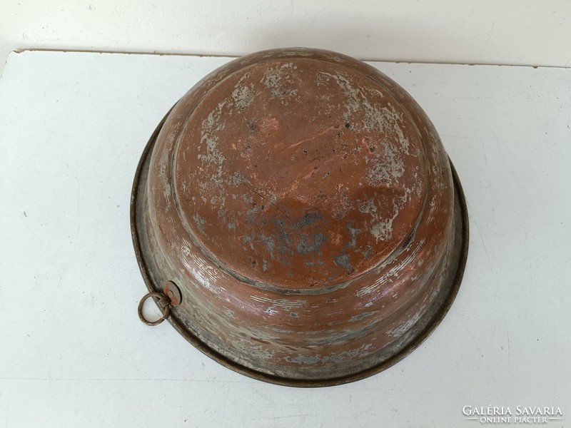 Antique kitchen tool red copper cauldron foam bathroom sink with traces of tin plating 922 8617