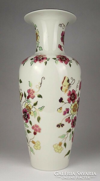 1Q849 large Zsolnay porcelain vase with buttery butterfly pattern 34 cm