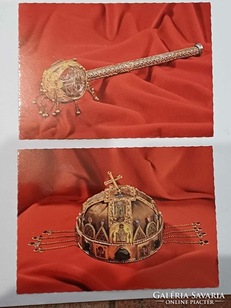 Hungarian crown coronation scepter 2 postcards