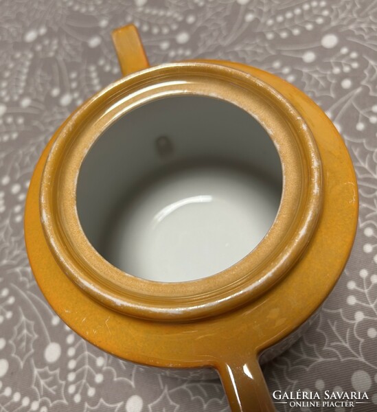 Zsolnay luster glaze scenic sugar bowl