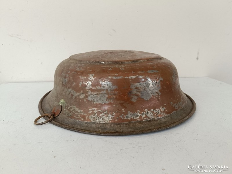 Antique kitchen tool red copper cauldron foam bathroom sink with traces of tin plating 922 8617