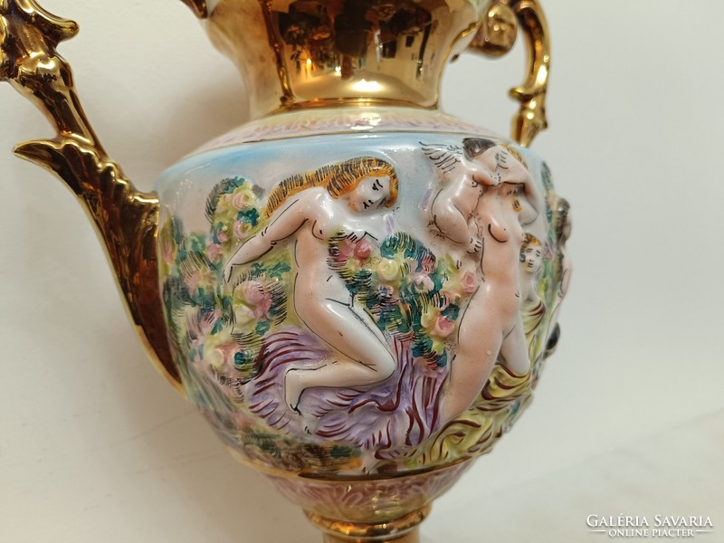 Antique capodimonte capo di monte richly gilded porcelain vase with lid 914 8490