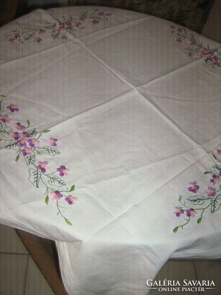 Beautiful violet embroidered tablecloth