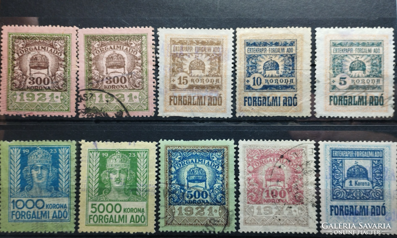 1921 -1925 Tax stamp selection