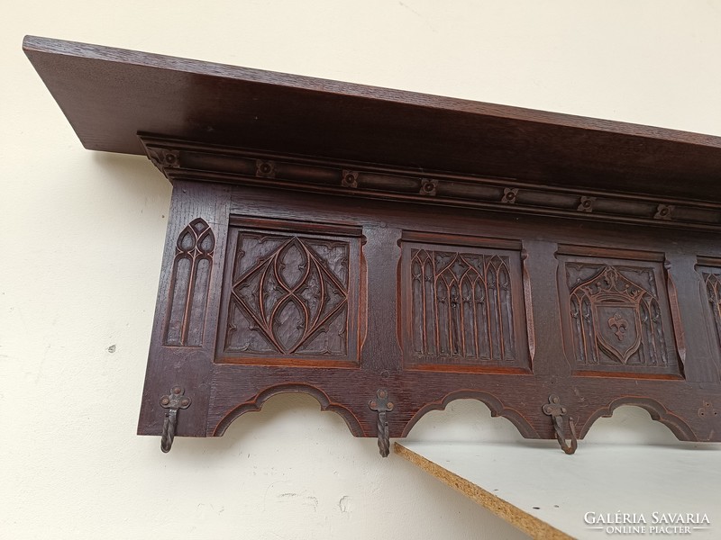 Antique Gothic Renaissance Carved Hardwood Crown Anjou Lily Wall Cloth Hanger 617 8557