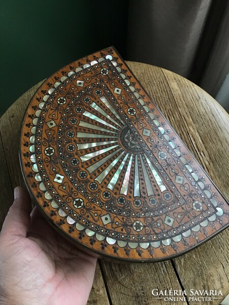 Antique shell and copper inlaid special shaped box