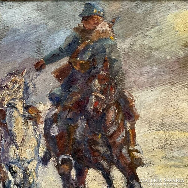 Ismeretlen festő, 1915 körül: I. világháborús lovas F644