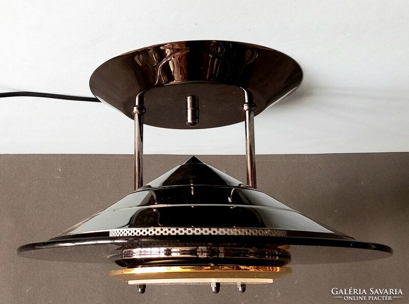 Danish space age graphite metal ceiling lamp negotiable art deco design