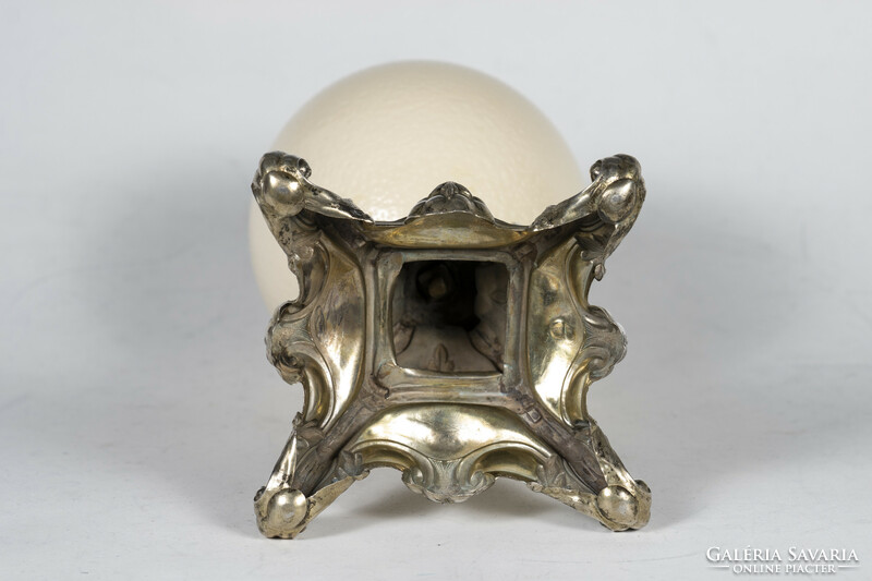 Silver antique Viennese ornament with ostrich egg