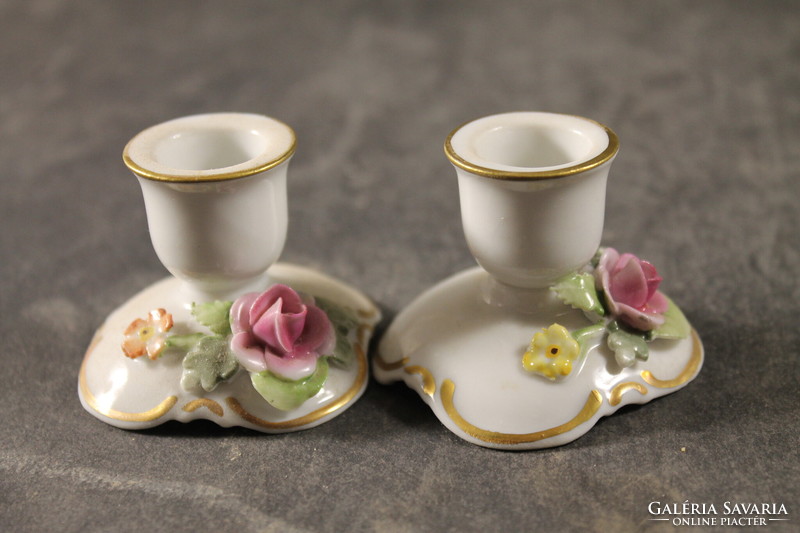 Pair of German porcelain candle holders 484