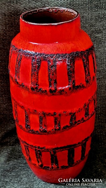 Vintage lava red large ceramic vase marked