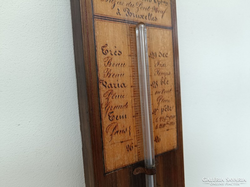 Antique wall mercury tube thermometer barometer with Biedermeier French inscription 884 8560
