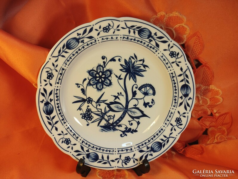 Beautiful German onion pattern porcelain large deep serving bowl, plate, 2 pcs