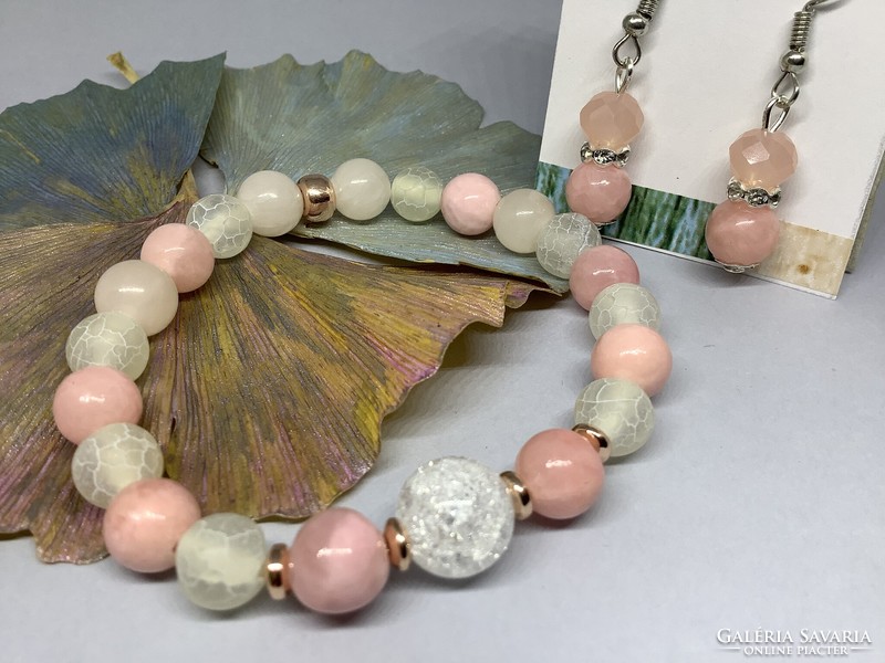 Mineral bracelet and earring set in the spirit of 