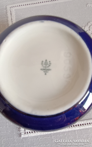 Sugar bowl, Hóllóháza, lid missing, cobalt blue. 12 X 7 cm