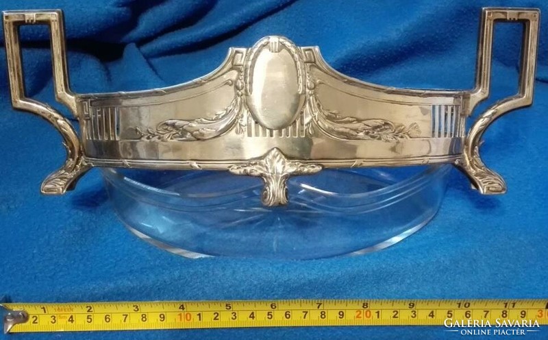 Art deco silver jardiniere with polished glass insert