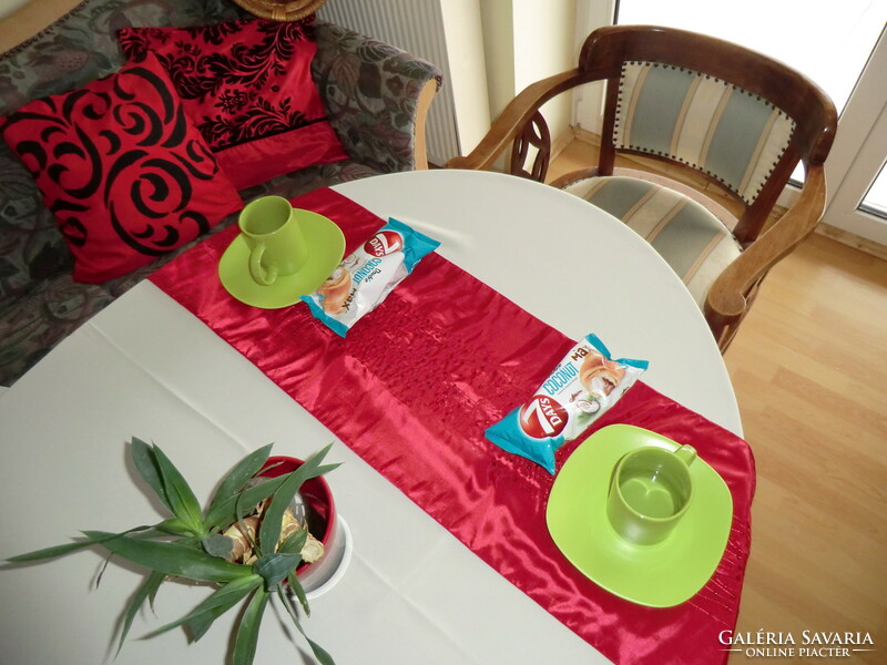 Table center runner tablecloth red silk approx. 150 cm