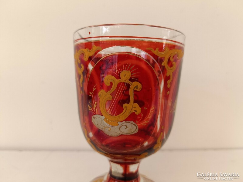 Antik patika kígyó motívum biedermeier hámozott csiszolt ivó pohár 993 8629