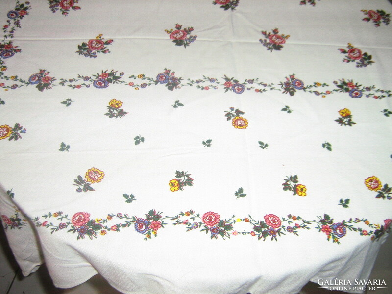 Beautiful vintage small floral tablecloth