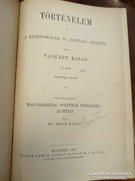Vaszary kolos: history for the 4th grade of secondary schools, ii. Part, Fourth Edition, 1901