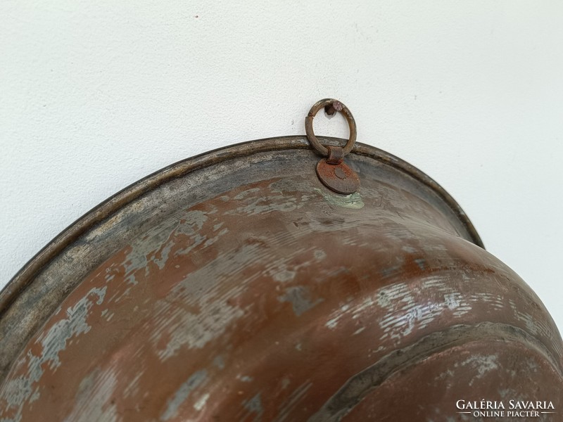 Antique kitchen tool red copper cauldron foam bathroom sink with traces of tin plating 922 8617